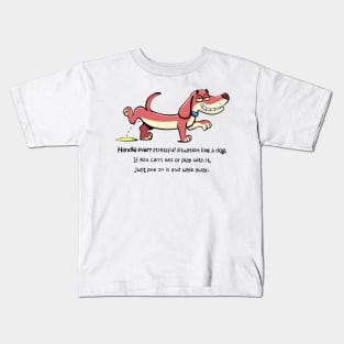 dachshund peeing and smiling while doing it Kids T-Shirt